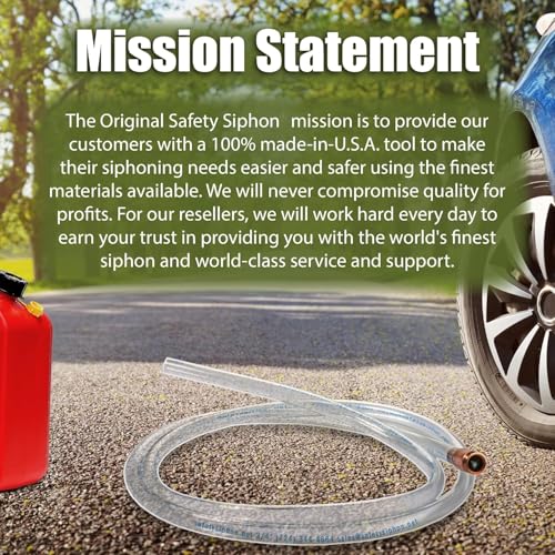 The Original Safety Siphon 6 Foot Hose For Gasoline And More - 3/8" Valve Siphon Pump - Use for Cars, Boats, Mowers - Self Priming Pump Transfers 3.5 Gallons per Minute - FDA Food Grade for Home Brews