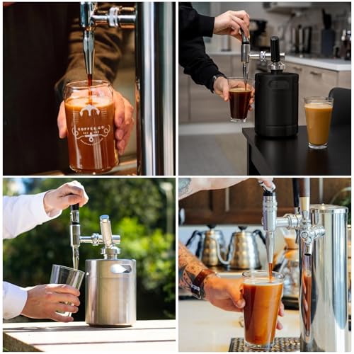 Ferroday Stout Beer Coffee Faucet, All 304 Stainless Steel Nitrogen Coffee Faucet, Homebrew Nitrogen Beer Keg Tap Stout Tap Kegerator Tap with Creamy Plate, Restrictor disc, Plastic Beer Tap Handle