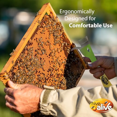 HIVE ALIVE 1 EZ Find Pro HiveTool – Heat Treated 3mm Thick for Lasting Strength - Beekeeper Tools for Prying, Lifting, and Scraping. Its Multi-Color Easily Stands Out in Green Vegetation and Scrub