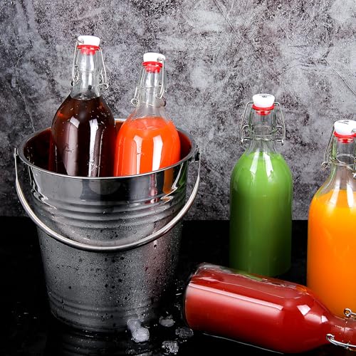 YEBODA 16oz Swing Top Bottles -Glass Beer Bottle with Airtight Rubber Seal Flip Caps for Home Brewing Kombucha,Beverages,Oil,Vinegar,Water,Soda,Kefir,6 Pack