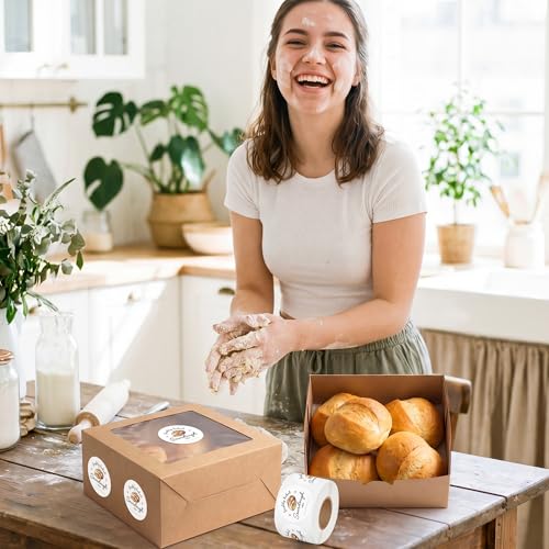 PANTIDE Freshly Baked Sourdough Labels Stickers - 500 Count Baked with Love Bakery Bread Adhesive Round Decal Roll, for Homemade Bread Bakery Small Business Sealing Food Packaging (2 x 2 Inch, White) - color: Freshly Baked White