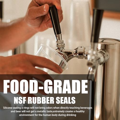 All 304 Stainless Steel Beer Faucet, Draft Beer Tap Kegerator Faucet Beer Keg Tap, Beer Keg Kegerator Nozzl Beer Tap with Well-Pouring, Fits for American Beer Shanks and Kegerator Beer Towers