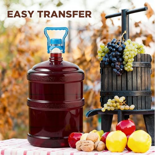 Ziliny 5 Gallon Plastic Fermentation Carboy with Drilled and Undrilled Silicone Stoppers Airlock Handle and Brush Wine Fermenter Beer Fermenting Jug Carboy for Beer Wine Making Equipment