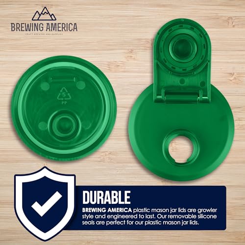 Mason Jar Lids Wide Mouth Plastic 4 Pack - With Flip Cap Screw Top Pouring Spout and Drink Hole - Fits Kerr and Ball Canning Jars - Wet/Dry Food and Liquid Storage - MADE IN USA (Tractor Green) - color: Tractor Green