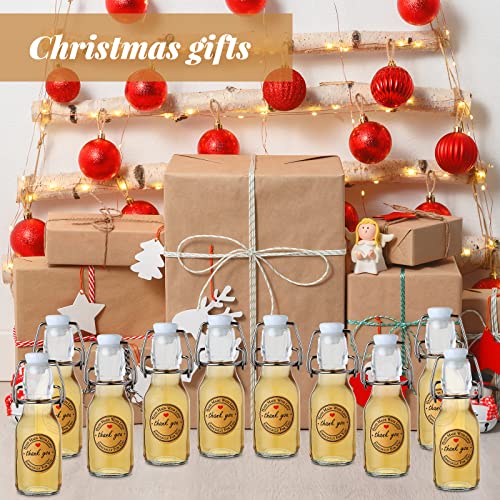 Queekay 30pcs 4.05oz Glass Bottles with Swing Top, Air Tight Kraft Stickers, Ideal for Spices, Drinks, Party Favors