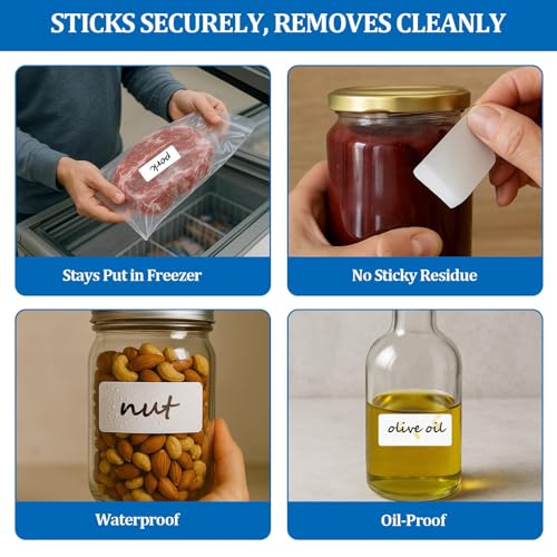 500 Pack Blank Removable Freezer Labels Food Labels for Containers, Pantry Organization Waterproof, Write-On Freezer Labels for Kitchen, Restaurant & Grocery (1 * 2 Inch) - size: 500 Pack