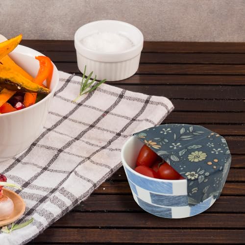 Pack of 3 Food Wraps with Flower Print. Washable Reusable Food Wrap for Sandwiches, Dough Covering. Organic Wraps for Food Reusable