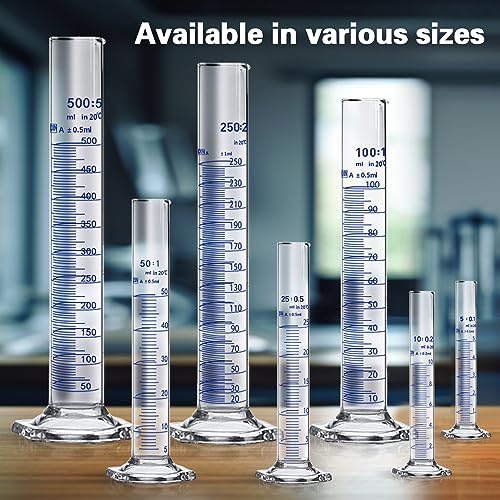 Thick Glass Graduated Cylinder Measuring Liquid Lab Hexagon Base Cylinders Come with Cylinder Brush (Glass, 50ML) - size: 50ml