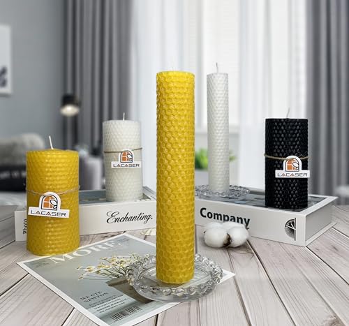 Lacaser Beeswax Candle Making Kit, 10pcs 8"x 8" 100% Beeswax Sheets for Candle Making -Include Bee Ornaments, Lace, Cotton Wicks & Hemp Rope, DIY Candles Making Supplies - color: Natural (8x8)
