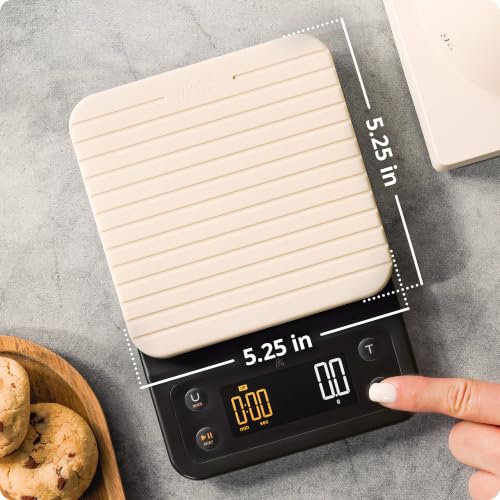 Greater Goods Coffee Scale with Timer, 0.1g Precision Digital Espresso & Pour Over Scale for Chemex, V60, Drip & Matcha Weighing, Waterproof Silicone Cover, 6.6lb Barista Brew Capacity (Birch White) - color: Birch