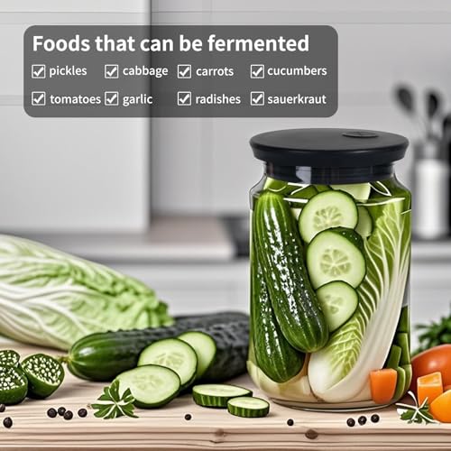 Silicone Fermenting Lids Waterless Airlock Fermentation Tops Wide Mouth Fermenter Caps for Pickles, Kimchi and Fermented Probiotic Food 3 Pack Black (Jars Not Included) - color: Black