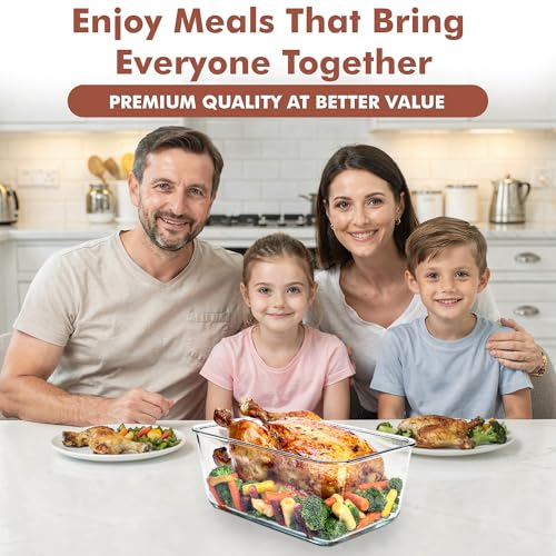 Razab 6500ml / 220 Oz / 28 Cups Extra Large Glass Food Storage Containers with Lids - Leakproof Glass Meal Prep Containers with Locking Lids for Roasting & Storing Leftover - Microwave & Oven Safe - color: Black