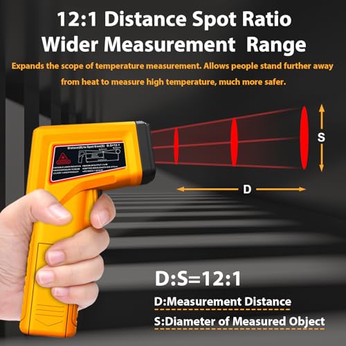 FKM Infrared Thermometer Gun Non-Contact Laser Temperature Gun -58°F~986°F | (-50°C~530°C) Adjustable Emissivity,Digital Thermometer Gun for Cooking,Oven,Griddle,Automotive,HVAC,Industrial,Not for Human - style: -58°F~986°F (-50°C~530°C)