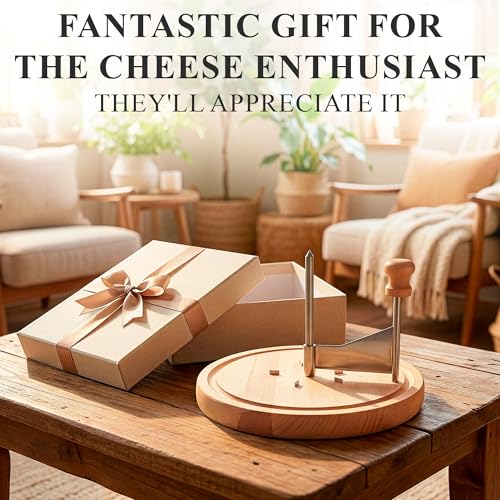 Cheese Curler for Making Rose-Shaped Cuts, Stainless Steel Blade | Manual Cheese Shaver, Compatible with 16-18 cm Tête De Moine Cheese Wheel, Non-Slip Wood Base, Fasteners, Rotating Hand-Crank