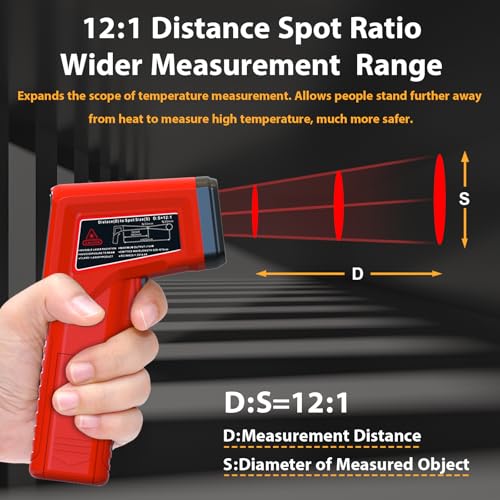 FKM Infrared Thermometer Gun Non-Contact Laser Thermometer Gun -58°F~986°F | (-50°C~530°C) Digital Temperature Gun for Cooking,Oven,Griddle,Automotive,HVAC,Industrial,Adjustable Emissivity,Not for Human - style: -58°F~986°F