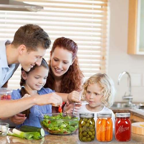 Classic 16 Oz Mason Jars, 6 Pack Canning Jars, Regular Mouth, Airtight & Leak Proof, Dishwasher Safe, Microwave & Freezer Safe, 3.2 x 4.5 x 5.5 inches