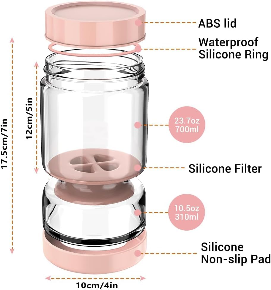 Homnoble Olive Pickle Jar Container with Strainer Pickling Jar, Glass Pink | Hourglass Pickle Flip Jar with Strainer, Pickle Holder Keeper Upgrade Food-grade ABS Lid and BPA Free Airtight Food Storage - color: Pink