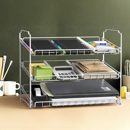 Simple Houseware Stackable Can Organizer Rack for Pantry/Cabinet - 11.5" D x 17" W x 13.75" H, Holds 36 Cans, 3-Tier Can Food Storage Dispenser, White - color: White