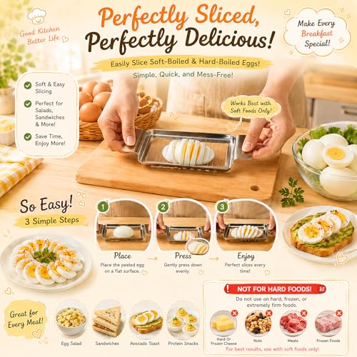 JAYVAR Cheese Slicer and Butter Cutter, 304 Stainless Steel Wire | Multifunctional Cheese Slicers for Block Cheesees, Handheld Butters Slicers Cutter, for Egg Slicing, Dishwasher Safe