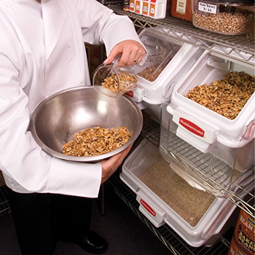 Rubbermaid Commercial Products ProSave Shelf Food Ingredient Bin with Scoop, 200-Cup, White, Kitchen Food Storage Sugar/Grains/Rice/Baking Supplies - size: 200 Cup