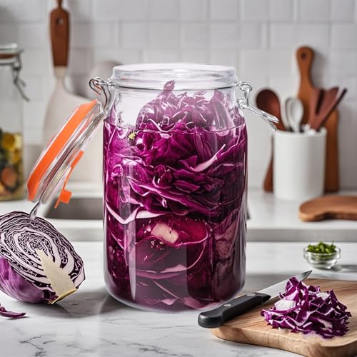 Fermentation Kit,1.5 Liter Fermentation Jar with Fermenting Weights and Airlocks,Large Pickle Jar for Sauerkraut,Pickling
