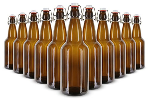 Ez Cap Beer Bottles, Amber, 16 oz.