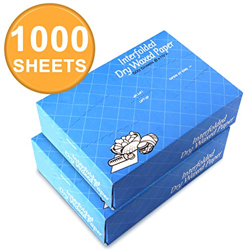 Fit Meal Prep 1000 Sheets 8 x 10.75” Dry Wax Paper Sheets for Food, Greaseproof Sandwich Wrapping, Interfolded Deli Wax Paper for Fries, Burgers, Food Basket, Made in USA - size: 8 x 10.75"
