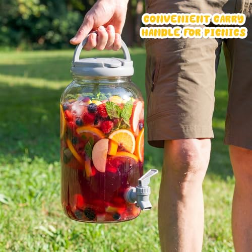 Havawish 2 Pcs 1 Gallon Plastic Beverage Dispenser with Spigot Clear Summer Kitchen Fridge Drink Dispenser for Parties Lemonade Juice Tea Beer Cold Water (Gray,Cylinder) - color: Gray, style: Cylinder