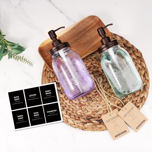 Amolliar Quart Size Mason Jar Liquid Soap Dispenser, 32OZ Glass Pump Bottle Rustproof Stainless Steel Pump Lid Lotion Dispenser, Regular Mouth Dish Soap Dispenser for Kitchen, Hand Soap, Bronze 1 Pack - color: Bronze, size: 1 Pack