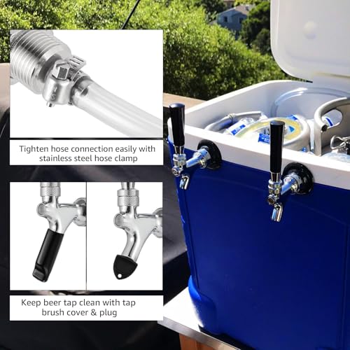 3" Shank Stainless Steel Core Beer Faucet 1/4" Barb Draft Beer Faucet Beer Shank Chrome Plated Tap for Homebrew Kegerator Parts with Spanner Wrench Hose Clamp Tap Brush - size: 3" Shank