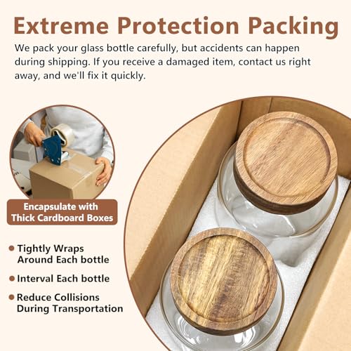 KEYWING 100 fl.oz Large Glass Storage Containers with Lids, 2 Pack Airtight Food Storage Containers, Pantry Organizer for Flour, Sugar, Rice, Eggs, Cereal, Cookies - size: 100 Fl.oz