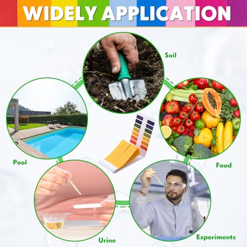 Handepo 50 Pack pH Test Strips 1-14 Universal pH Test Paper Full Range Litmus Test Paper Strips pH Test 4000 Strips for Teaching, Student, Chemistry Experiment, Saliva Urine Water Soil