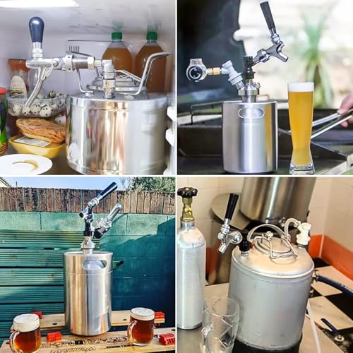 2 Pairs Ball Lock Keg Post, Stainless Steel Homebrewing Beer Cornelius Corny Keg Quick Disconnect Kegerator Gas + Liquid 19/32-18 Thread Adapter Poppet Spring Sealing Gasket Replacement Kit