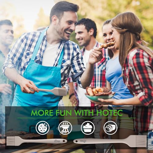 HOTEC Basting Brushes Silicone Heat Resistant Pastry Brushes Spread Oil Butter Sauce Marinades for BBQ Grill Barbecue Baking Kitchen Cooking BPA Free Dishwasher Safe, Khaki Set of 2 - color: Khaki