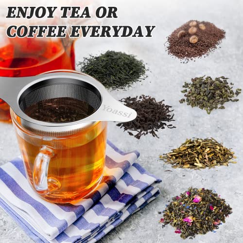 Extra Fine 18/8 Stainless Steel Tea Infuser Mesh Strainer with Large Capacity & Perfect Size Double Handles for Hanging on Teapots, Mugs, Cups to Steep Loose Leaf Tea and Coffee (2 Pack) - size: Double Handle 2 Pack