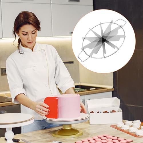 Penitue 10-Slice Cake Cutter Press, Stainless Steel Round Pie Divider with Side Handles Pie & Cheesecake Slicer for Uniform Portions Bakeries and Home Use - style: 10 grid cake cutter