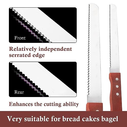 Bread Knife, Stainless Steel Serrated Bread Knife for Homemade Bread, Cakes & Bagels, 10 Inch Kitchens Knifes Saw Breads Cutter, Bagel Sourdough Slicer Knifes with Wooden Handle