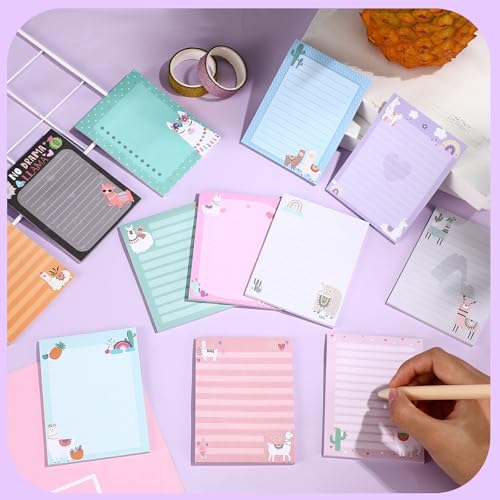Chiisong 12 Pieces Llama Sticky Notes Cute Animal Alpaca Self Stick Notepads Gift for Mexican Camel Theme Party, 3x4 Inch No Drama to Do List Cactus Notepads Llama Gifts for Home and Office - style: Llama Style