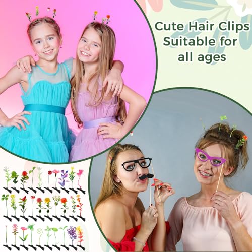 30 Pcs Bean Sprout Hair Clips Rave Mixed Style Plant Hairpins Hair Accessories for Party Irish(Cute) - style: Cute