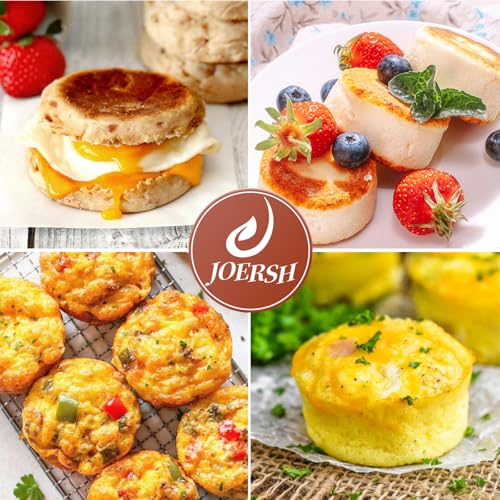 JOERSH 2-PK Silicone Egg Bite Molds Deep 3 Inch Frittata Baking Pans, Non-Stick Round Silicone Molds for Egg Breakfast Sandwich, English Muffin, Cheesecake, Dinner Rolls - color: Deep, 6 Cups