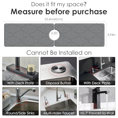3 PCS Large Stone Dish Drying Mat for Kitchen Counter -24"x16" Absorbent Diatomaceous Earth Mat with Stone Faucet Mat & Soap Tray - Quick Dry, Collapsible, Non-Slip Countertop Organizer - color: Lantern carved patterns