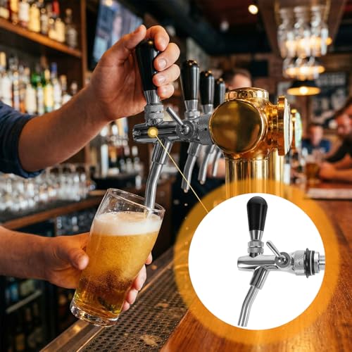 Long Shank Flow Control Beer Faucet, Beer Tap Faucet Upgraded Adjustable Bar Tap with Stainless Steel Core & Brass Body, 4" Draft Beer Shank with 5/16 Barb & G5/8 Thread for Homebrew - size: Brass and Stainless Steel