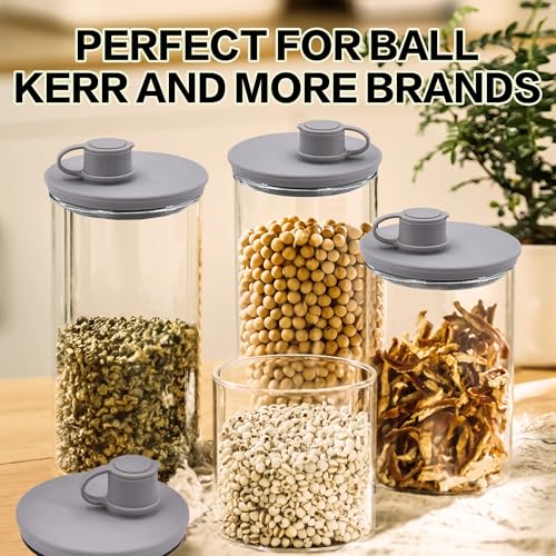 Wide Mouth Mason Jar Pour Spout Lid - Leak-Proof, Dishwasher Safe,Silicone,Reusable Cover for Oils, Juices, Milk and Dry Goods - color: Light Gray-3Pack