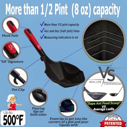 Supa Ant Complete Canning Supplies Starter Kit – 10pc Food-Grade Steel Set with XL Ladle, 6 Measuring Cups, Jar Lifter, Funnel, Canning Rack (7-Jar Capacity) & 90 Labels – Beginner-Friendly, Red - color: Red
