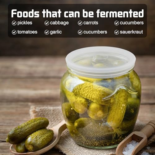 Wide Mouth Mason Jar Fermentation Lids – Silicone Fermenting Caps with Waterless Airlock, Self-Burping Fermenter Tops for Pickles, Kimchi, and Probiotic Foods, 3 Pack White (Jars Not Included) - color: White