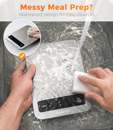 Waterproof Kitchen Food Scale, 1g/22lb, IP67, Rechargeable, Black | Premium Stainless Steel & Tempered Glass, Clear LED Display, with 6 Units, Tare, Ideal for Cooking, Making Sourdough Bread - color: Black