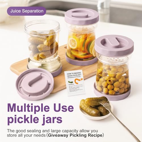 Pickle Jar with Strainer, 38oz Airtight Pickle Container for Olives | Tritan Flip-Strainer Pickle Keeper, Pickle Organizer for Pickles, Kimchi, Jalapeños & Refrigerator Storage, BPA-Free