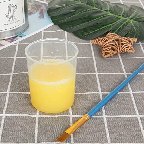 100Pcs 100ML Plastic Graduated Measuring Beaker Set, Clear Liquid Measuring Mixing Cups for Epoxy Resin, Liquid Container Beakers for Resin Epoxy Paint Food, Lab Use, Raised Graduations, Tapered Spout - size: 100ML
