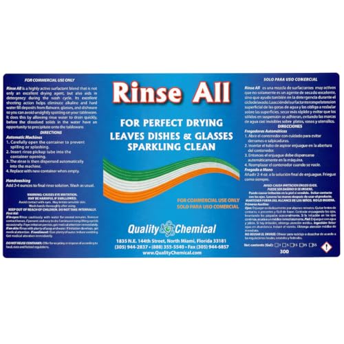 Quality Chemical Rinse All/Commercial Industrial Grade Rinse Aid/Dishwasher Rinse Aid Liquid, heat and cool dry Finish/Rinse Agent Dishwasher/Leave Dishes Spotless 128 oz (Pack of 2) - size: 128 Fl Oz (Pack of 2)