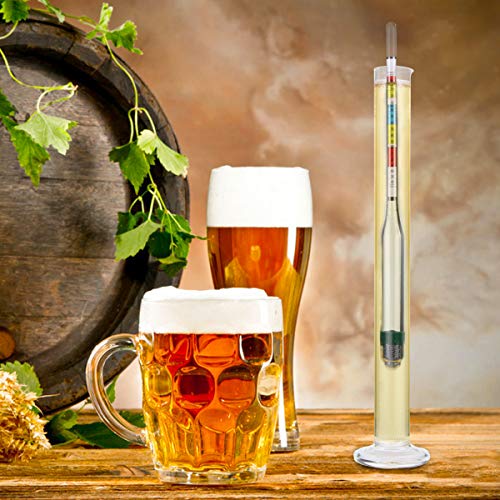 Circrane Hydrometer & Glass Test Jar Set, Triple Scale Alcohol Hydrometer with Glass Cylinder for Brew Beer, Wine, Mead and Kombucha, ABV, Brix and Gravity Test Kit, Home Brewing Supplies - style: Brewing Kit
